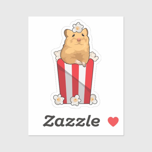 Hamster mit Popcorn Aufkleber (Blatt)