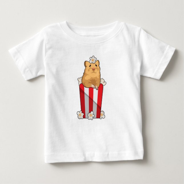 Hamster mit Popcorn Baby T-shirt (Vorderseite)