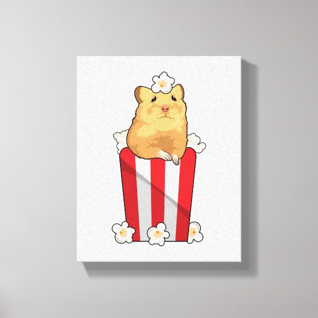 Hamster mit Popcorn Leinwanddruck (Vorderseite)