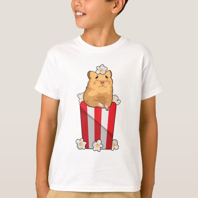 Hamster mit Popcorn T-Shirt (Vorderseite)