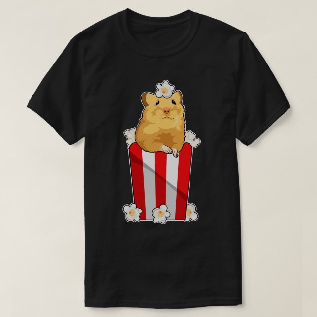 Hamster mit Popcorn T-Shirt (Design vorne)