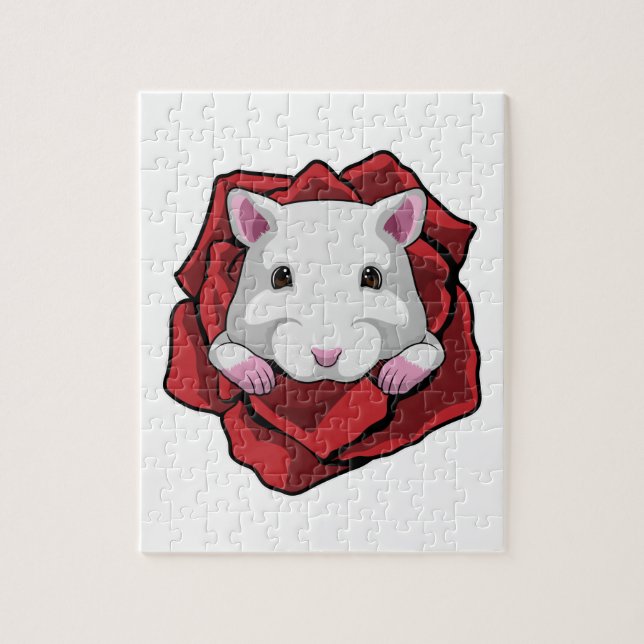 Hamster mit Rose (Vertikal)