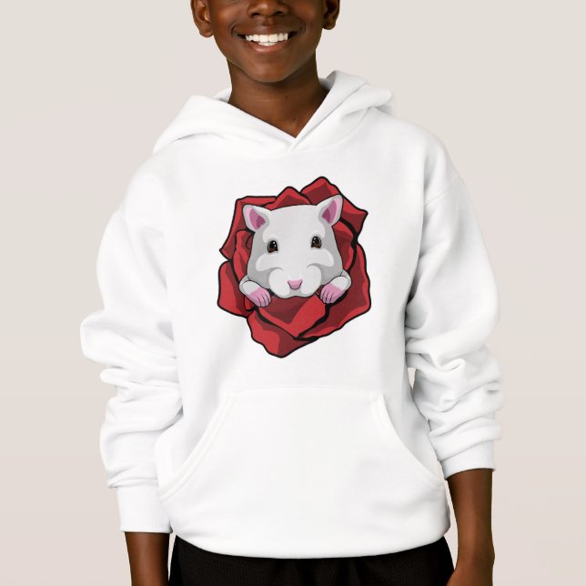 Hamster mit Rose Hoodie (Vorderseite)