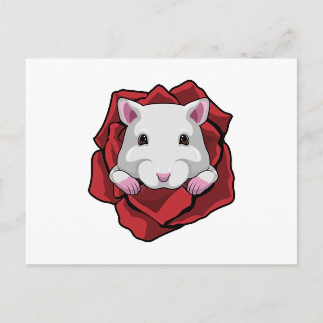 Hamster mit Rose Postkarte (Vorderseite)