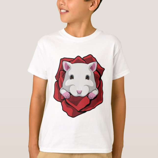 Hamster mit Rose T-Shirt (Vorderseite)