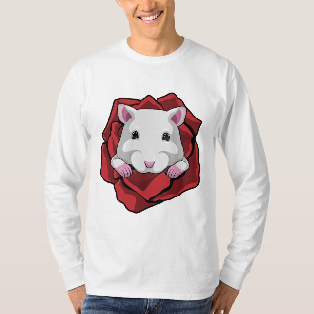 Hamster mit Rose T-Shirt (Vorderseite)