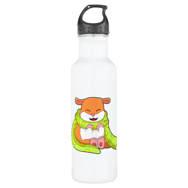 Hamster mit Scarf Edelstahlflasche (Vorderseite)