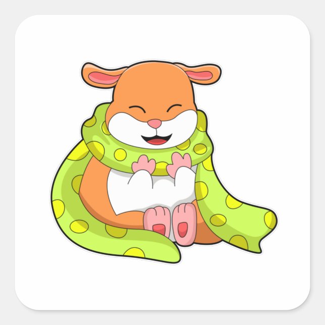 Hamster mit Scarf Quadratischer Aufkleber (Vorderseite)