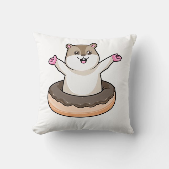 Hamster mit Schokolade Donut Kissen (Vorderseite)