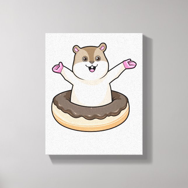 Hamster mit Schokolade Donut Leinwanddruck (Vorderseite)