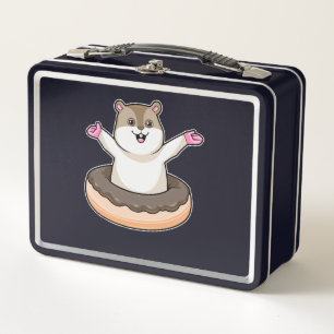 Hamster mit Schokolade Donut Metall Brotdose