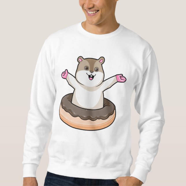 Hamster mit Schokolade Donut Sweatshirt (Vorderseite)