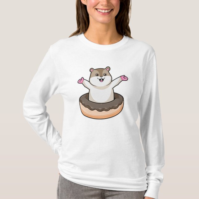 Hamster mit Schokolade Donut T-Shirt (Vorderseite)