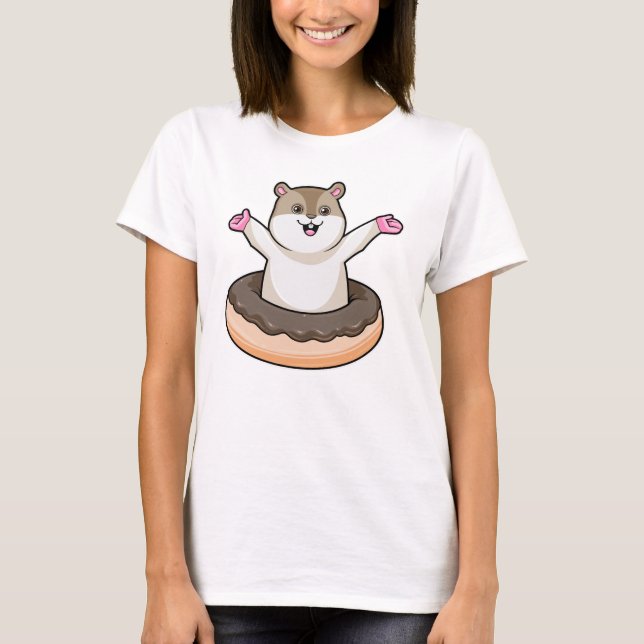Hamster mit Schokolade Donut T-Shirt (Vorderseite)