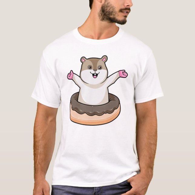 Hamster mit Schokolade Donut T-Shirt (Vorderseite)