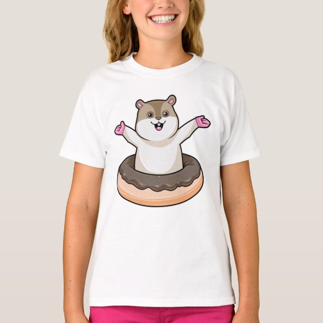 Hamster mit Schokolade Donut T-Shirt (Vorderseite)