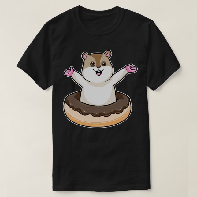 Hamster mit Schokolade Donut T-Shirt (Design vorne)