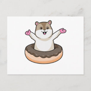 Hamster mit Schokoladendonut Postkarte
