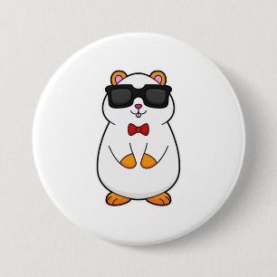 Hamster mit Sonnenbrille & Bow-Krawatte Button