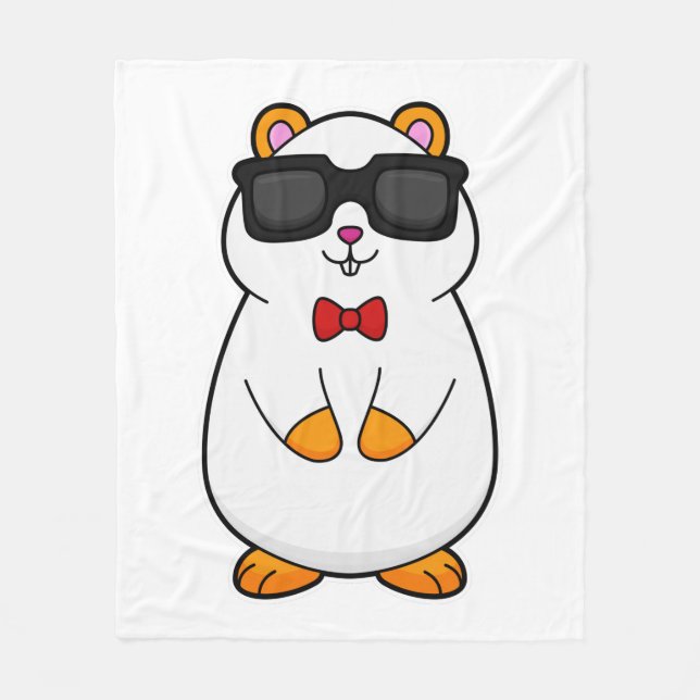 Hamster mit Sonnenbrille & Bow-Krawatte Fleecedecke (Vorderseite)