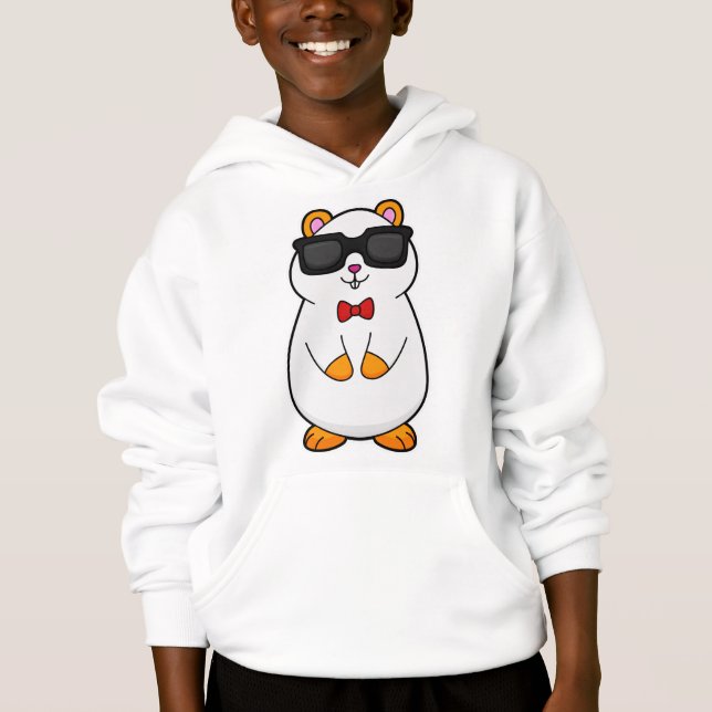 Hamster mit Sonnenbrille & Bow-Krawatte Hoodie (Vorderseite)