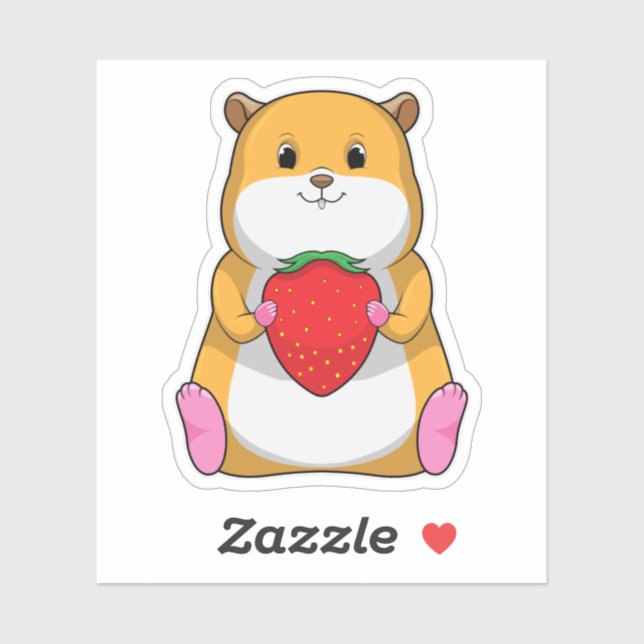 Hamster mit Strawberry Aufkleber (Blatt)