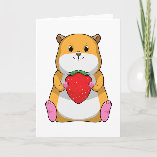 Hamster mit Strawberry Karte (Vorderseite)