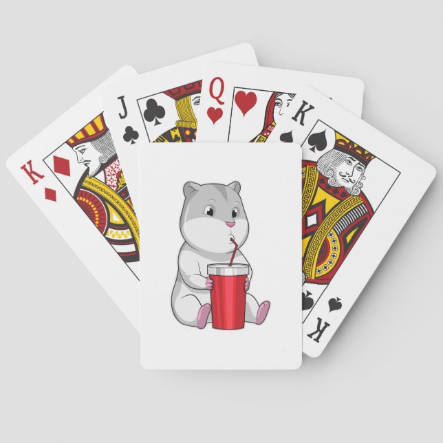 Hamster mit Tasse und Trinkstroh Spielkarten (Rückseite)