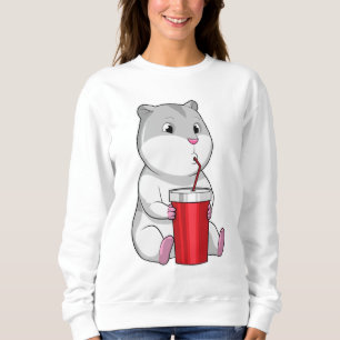Hamster mit Tasse und Trinkstroh Sweatshirt