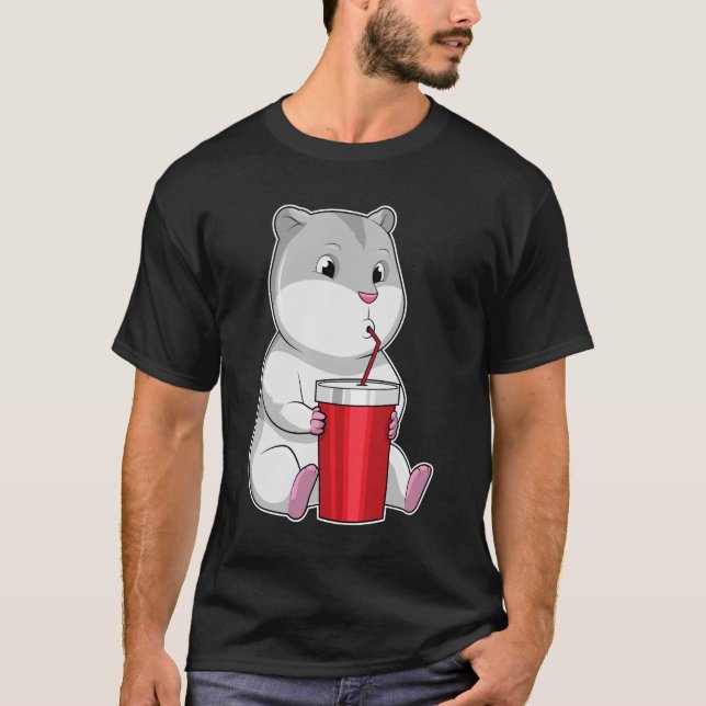 Hamster mit Tasse und Trinkstroh T-Shirt (Vorderseite)