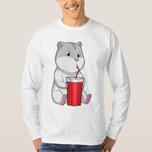 Hamster mit Tasse und Trinkstroh T-Shirt