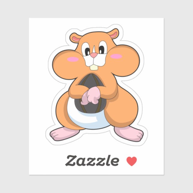 Hamster mit Walnuss Aufkleber (Blatt)