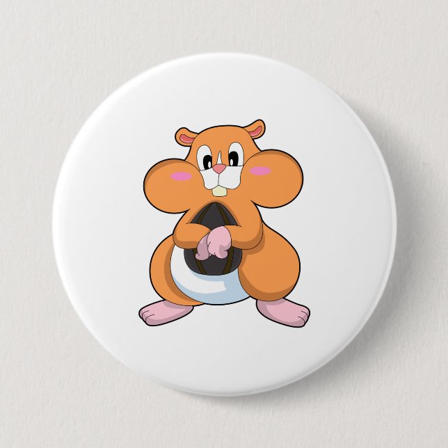 Hamster mit Walnuss Button (Vorderseite)