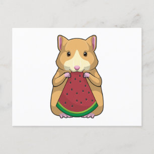 Hamster mit Wassermelone Postkarte