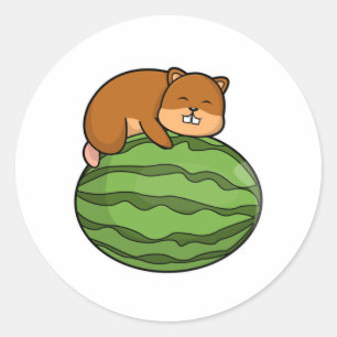 Hamster mit Watermelon Runder Aufkleber