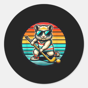 Hamster-Nagetier-Feldhockeyspieler-Team Runder Aufkleber