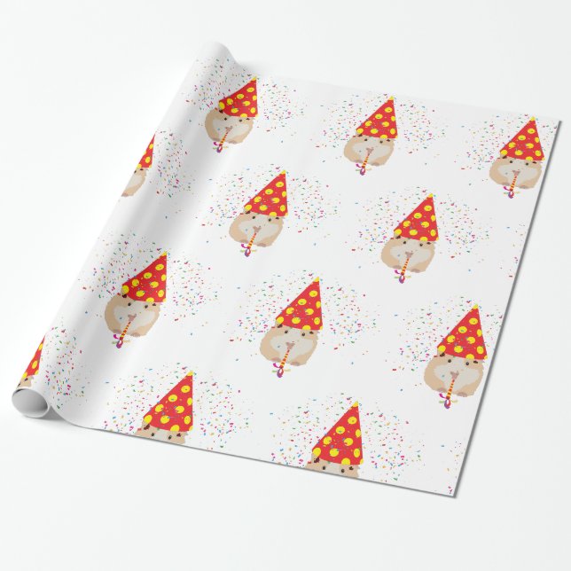 Hamster Partying - Tiere mit Party Geschenkpapier (Ungerollt)