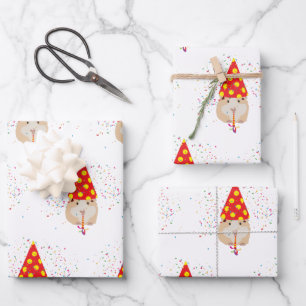 Hamster Partying - Tiere mit Party Geschenkpapier Set