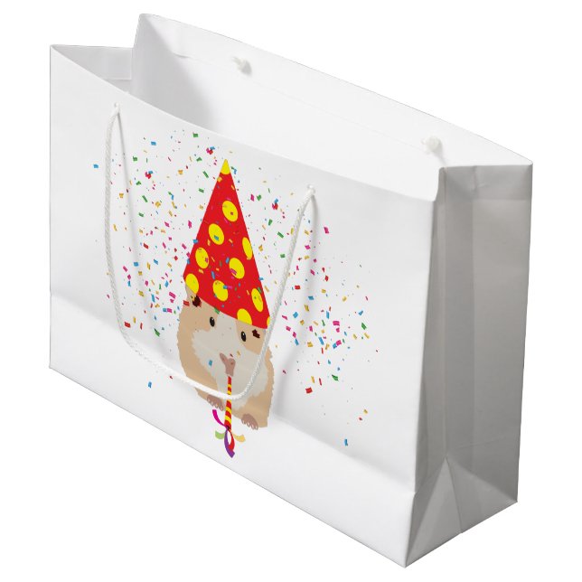 Hamster Partying - Tiere mit Party Große Geschenktüte (Vorderseite Schrägansicht)