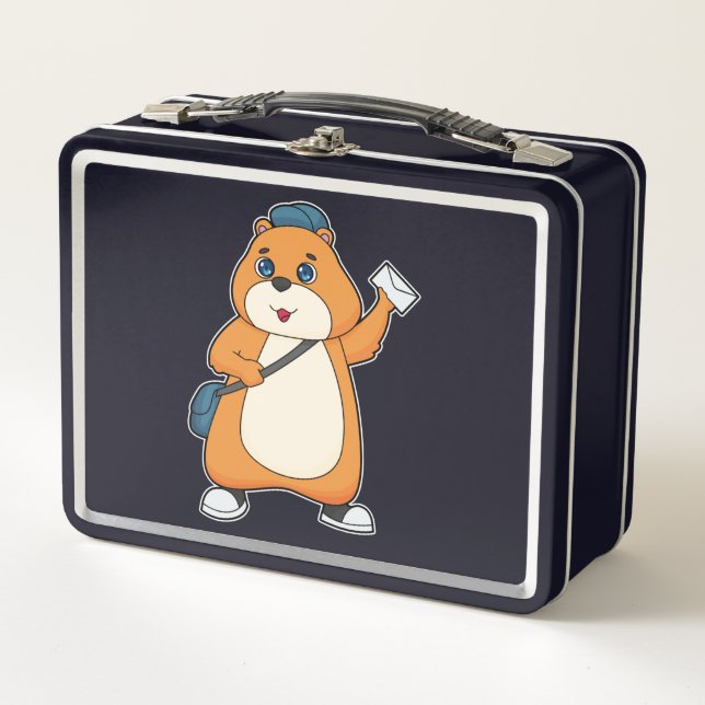 Hamster Postman Letter Metall Brotdose (Vorderseite)