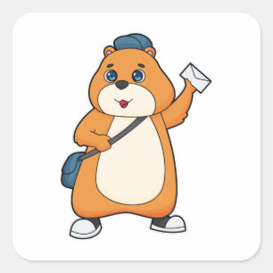 Hamster Postman Letter Quadratischer Aufkleber