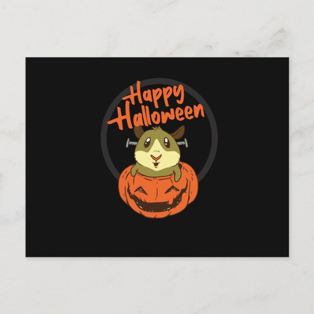 Hamster Pumpkin Happy Halloween Postkarte (Vorderseite)