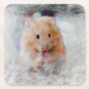Hamster Rechteckiger Pappuntersetzer