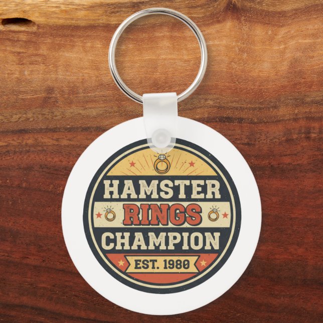 Hamster Rings Champion Retro Badge Schlüsselanhänger (Vorderseite)