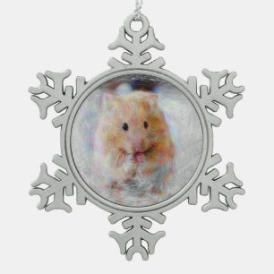 Hamster Schneeflocken Zinn-Ornament