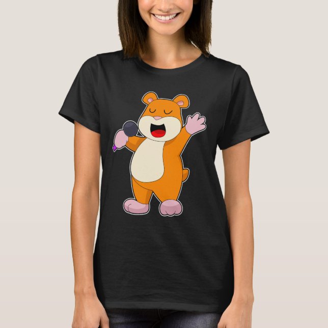 Hamster Singer Microphone Music T-Shirt (Vorderseite)