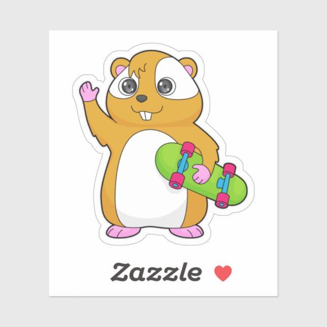 Hamster Skater Skateboard Aufkleber (Blatt)