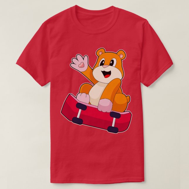 Hamster Skater Skateboard T-Shirt (Design vorne)