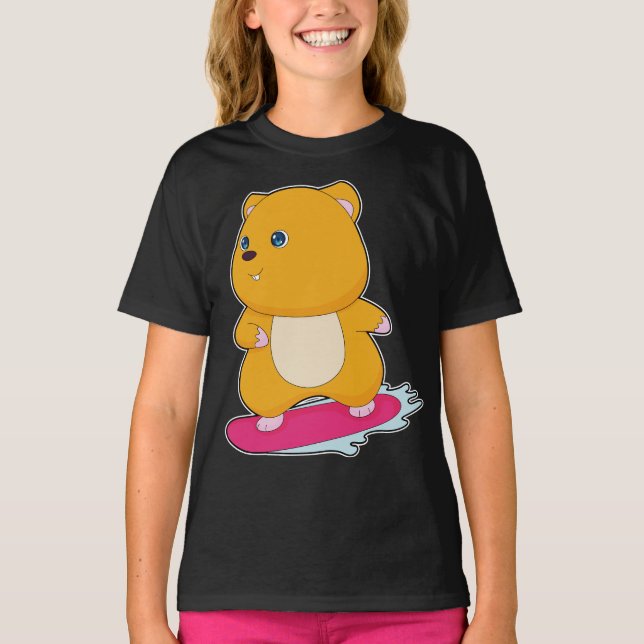 Hamster Snowbaord Wintersport T-Shirt (Vorderseite)