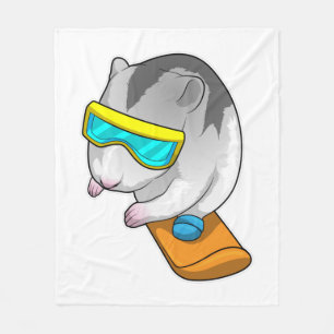 Hamster Snowboarder Snowboard Fleecedecke